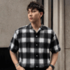 Black White Checkerboard Shirt “Classic Grid” - UHEL175690