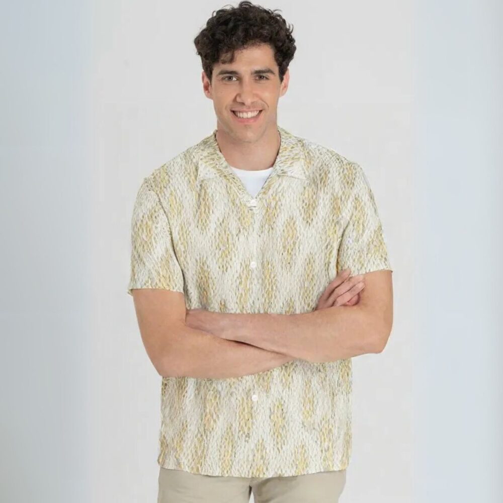 Orange Yellow Sunset Streak Shirt “Golden Dusk” - UHEL175678