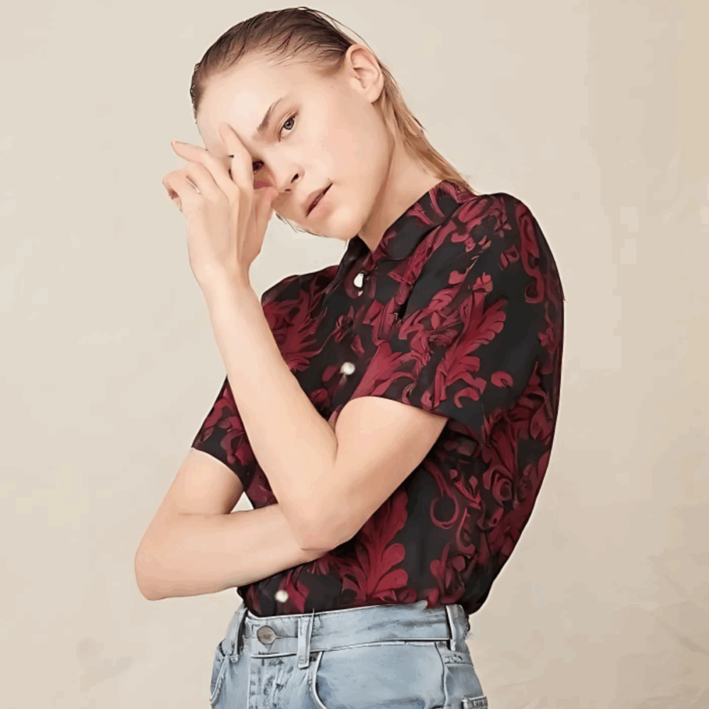 Navy Purple Wave Evening Shirt “Twilight Wave” - UHEL171234